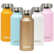 MIRA 17oz Alpine Stainless Steel Vacuum Insulated Water Bottle with 2 Lids, Durable Thermos, Champagne