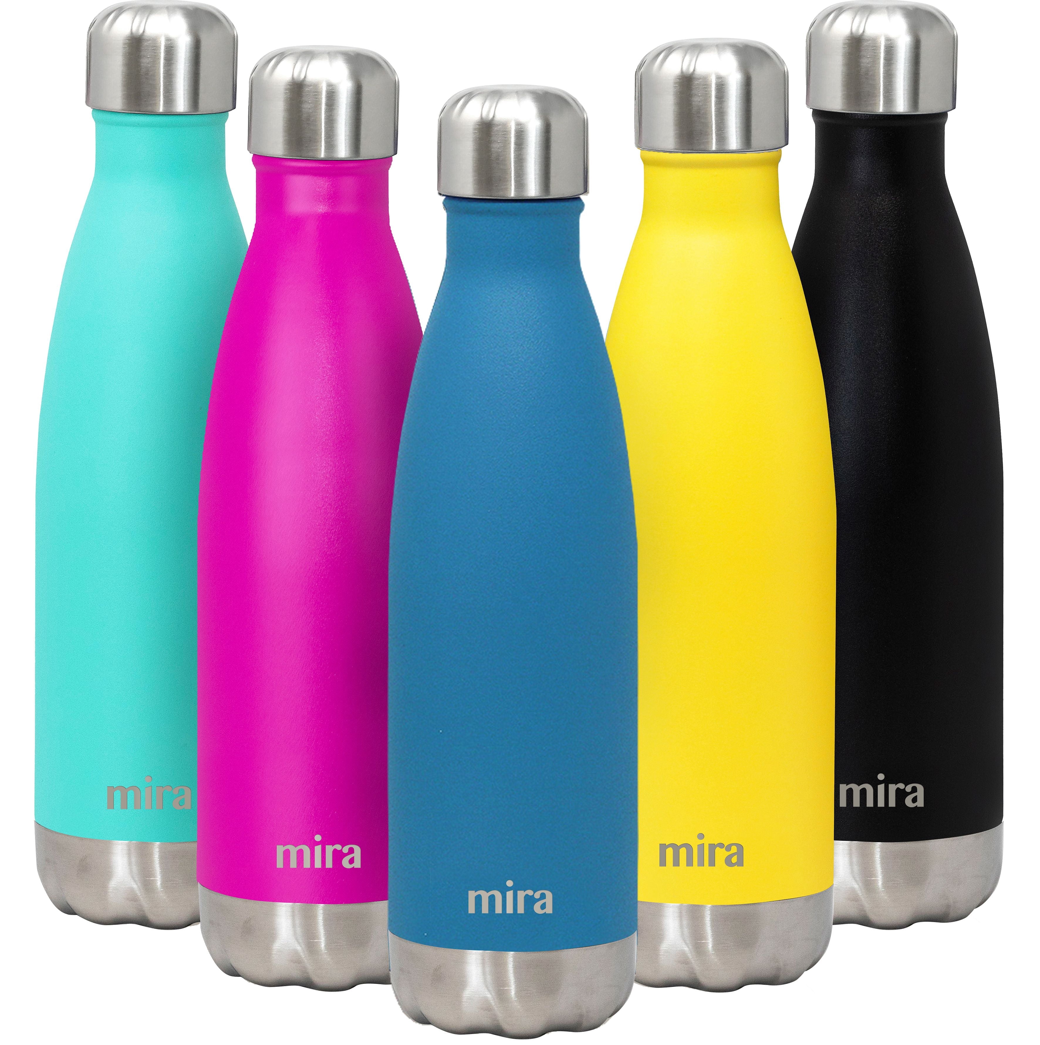 MIRA 17oz Stainless Steel Vacuum Insulated Water Bottle, Leak-Proof Double Walled Cola Shape, Hawaiian Blue
