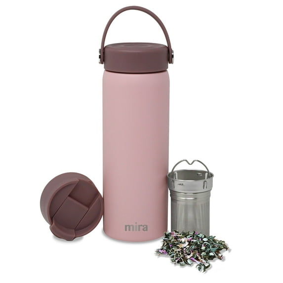 MIRA 18oz Insulated Tea Infuser Bottle, Stainless Steel Travel Thermos Mug, Punch