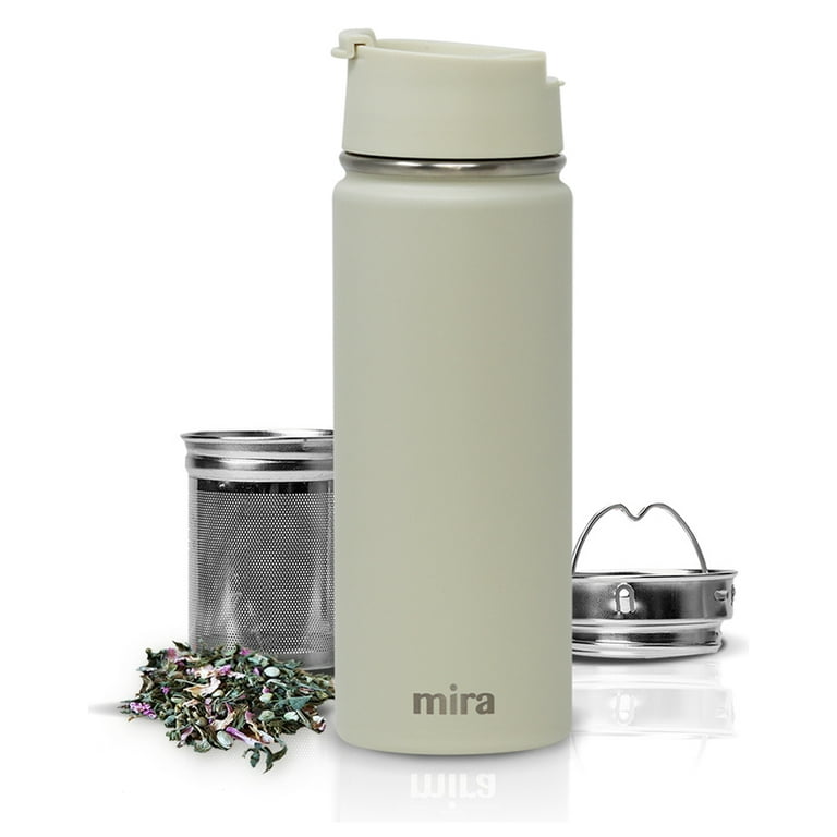 MIRA 18oz Stainless Steel Insulated Tea Infuser Bottle for Loose Tea,  Thermos Travel Mug, Sand