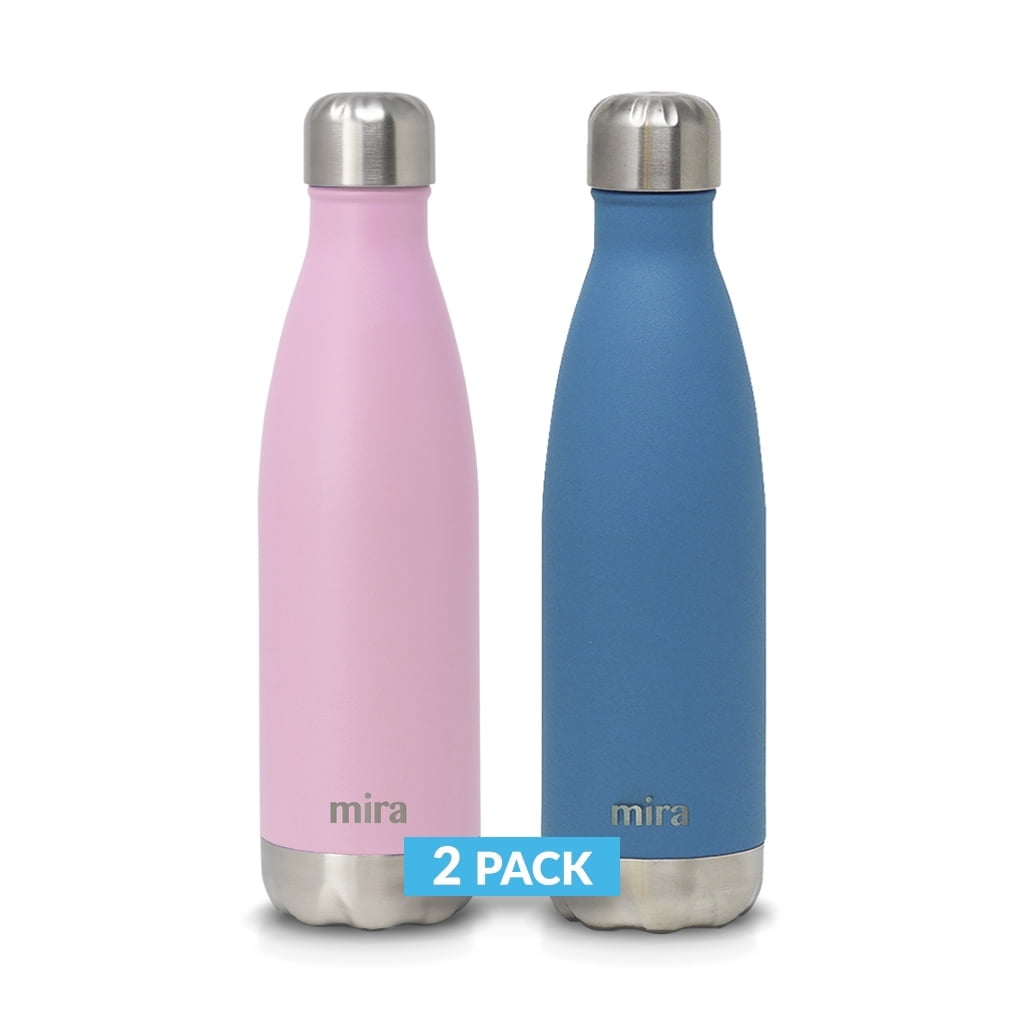 MIRA 17 Oz Stainless Steel Water Bottles, 2 Pack - Vacuum Insulated ...