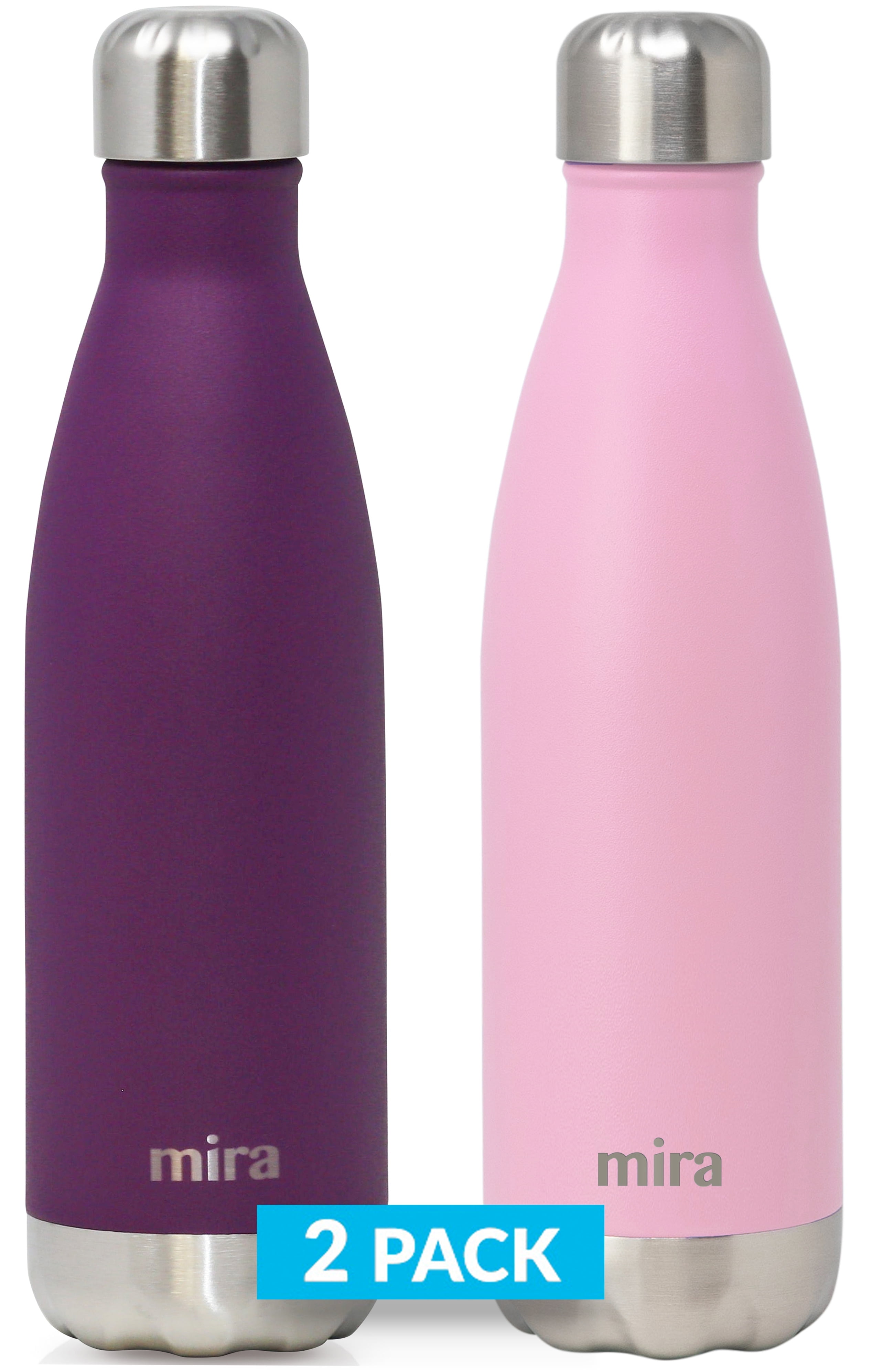 MIRA 2 Pack 17 oz Cola Shaped Insulated Stainless Steel Water Bottle ...