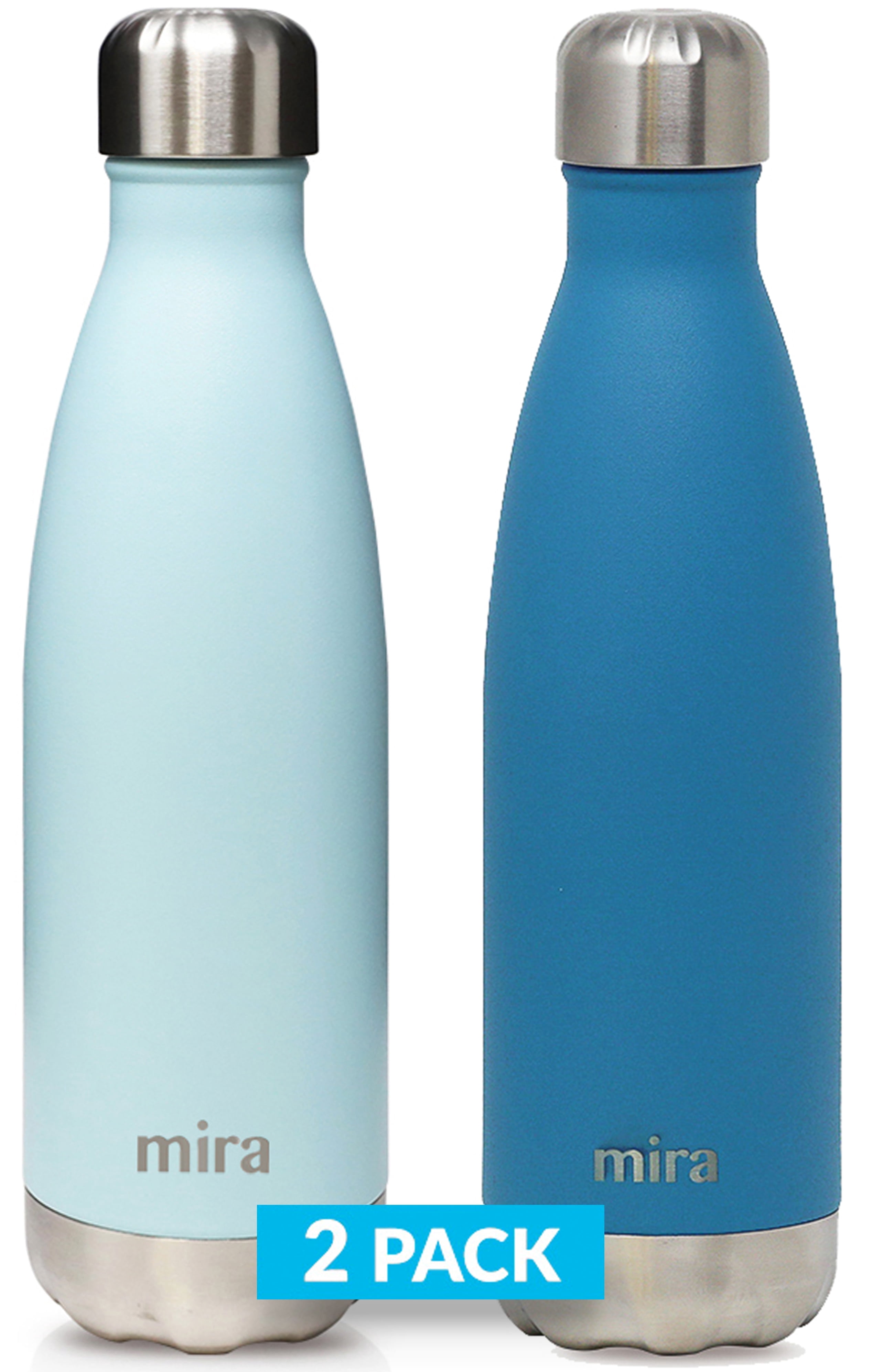 MIRA 2 Pack 17 oz Cola Shaped Insulated Stainless Steel Water Bottle ...