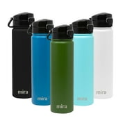 MIRA 24oz Insulated Stainless Steel Water Bottle Hydro Thermos Flask, One Touch Spout Lid Cap, Olive Green