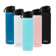 MIRA 24oz Insulated Stainless Steel Water Bottle Hydro Thermos Flask, One Touch Spout Lid Cap, Robin Blue