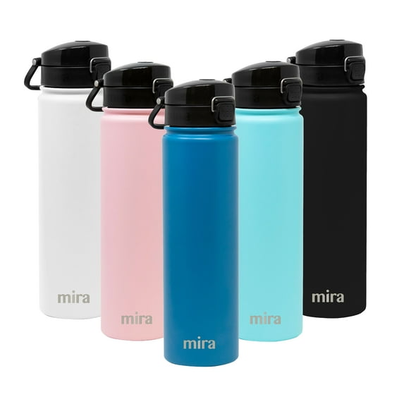 MIRA 24oz Insulated Stainless Steel Water Bottle Thermos Flask, One Touch Spout Lid, Hawaiian Blue