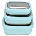thumbnail image 1 of MIRA 3 Set Stainless Steel Lunch Containers with Anti-Slip Bottom and Transparent Lid, Rectangular Frost, 1 of 7