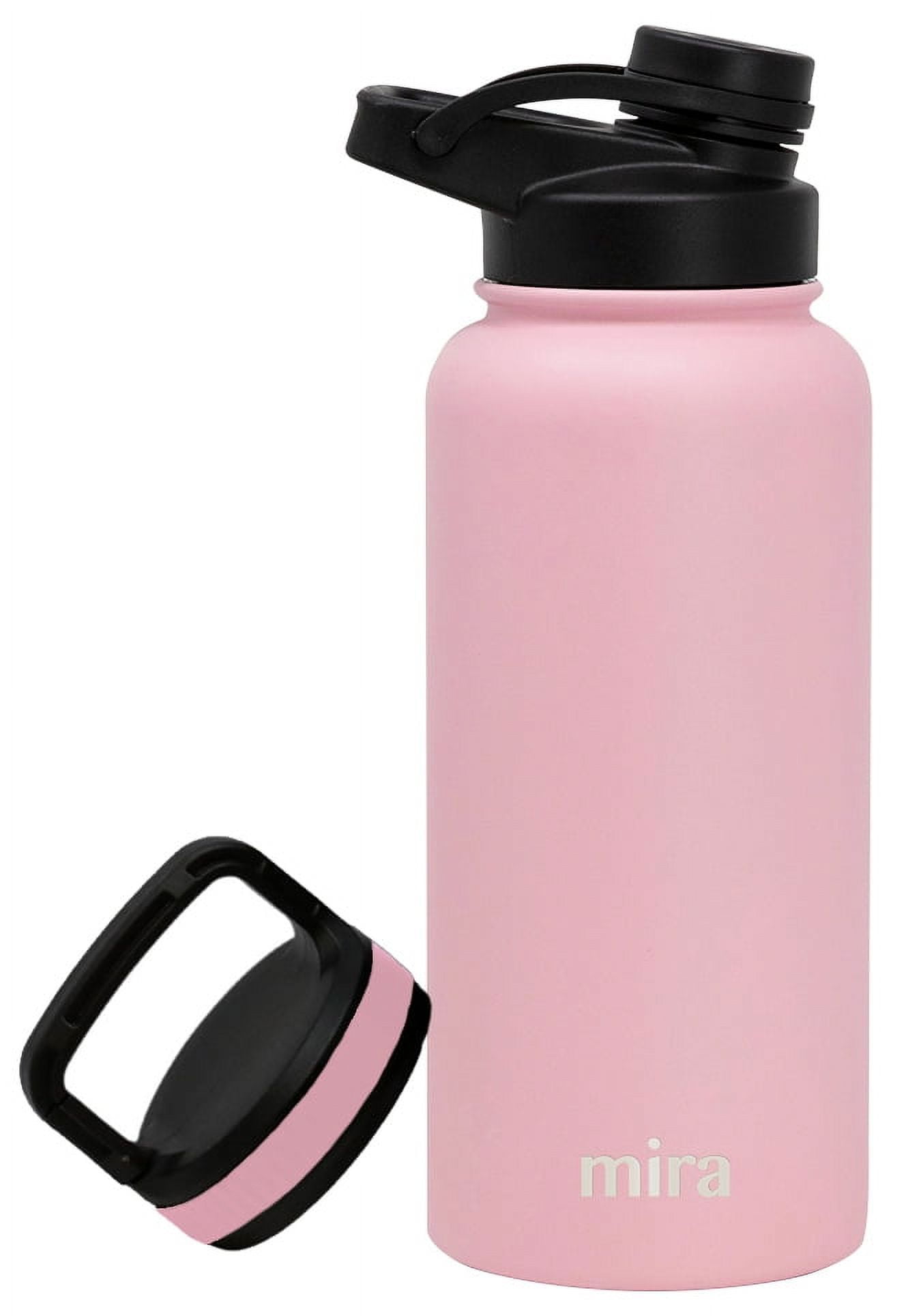 MIRA 32 oz Stainless Steel Insulated Sports Water Bottle - 2 Caps - Hydro  Metal Thermos Flask Keeps Cold for 24 Hours, Hot for 12 Hours - BPA-Free  Spout Lid Cap - Taffy Pink 