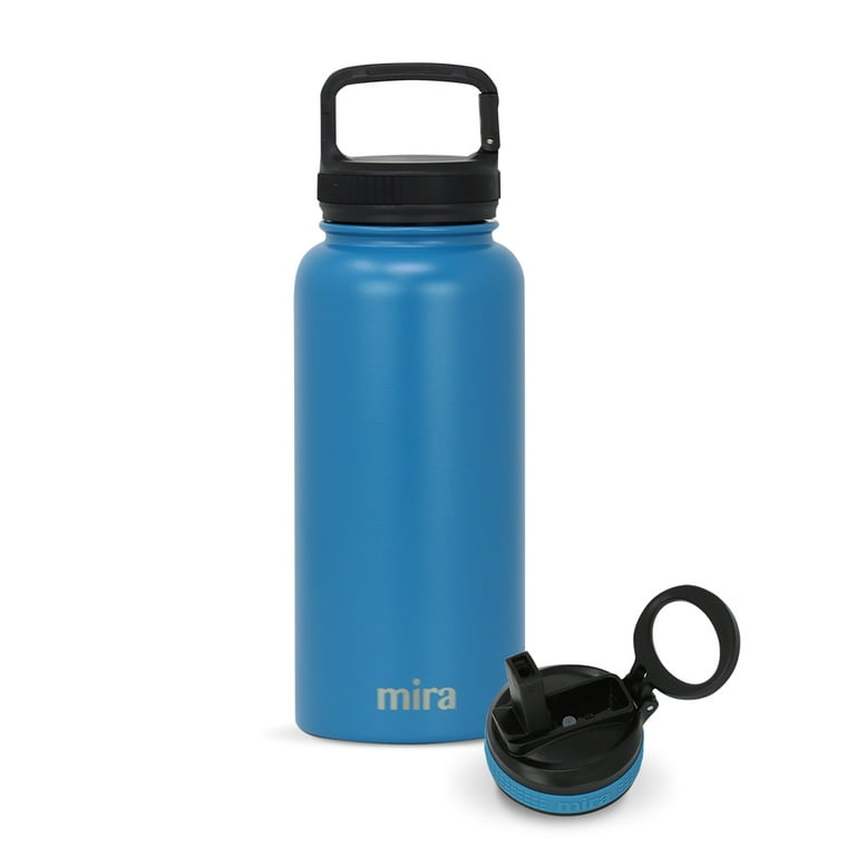 MIRA Stainless Steel Insulated Sports Water Bottle - 2 Caps - Hydro Metal  Thermos Flask Keeps Cold for 24 Hours, Hot for 12 Hours - BPA-Free Spout  Lid