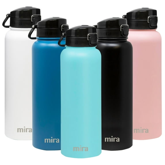 MIRA 40 oz Stainless Steel Water Bottle | Vacuum Insulated Metal Thermos Flask Keeps Cold for 24 Hours, Hot for 12 Hours | BPA-Free One Touch spout lid cap | Robin Blue