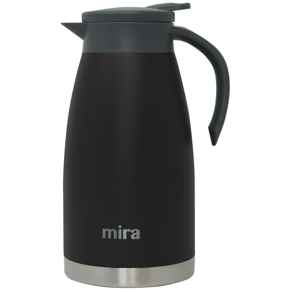 MIRA 50oz Stainless Steel Double Wall Thermal Coffee Carafe with Handle, Black