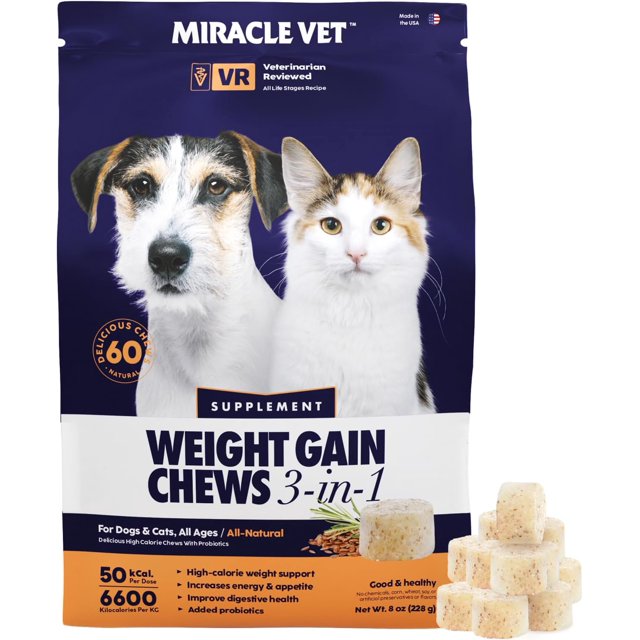 MIRACLE VET Weight Gain & Recovery Chews 3in1 for Dogs & Cats kcal
