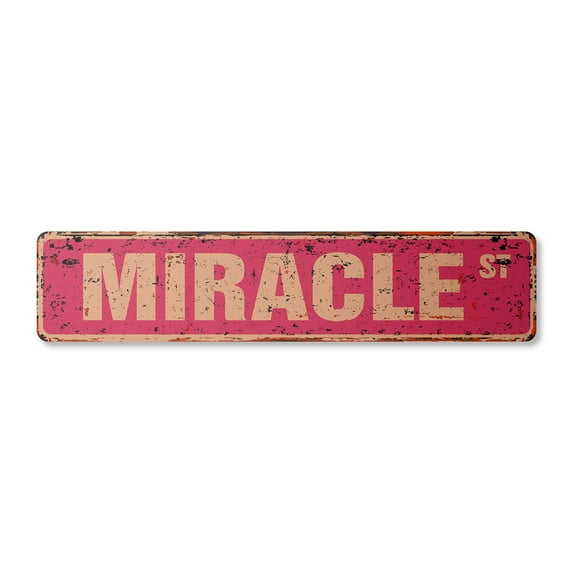 MIRACLE Vintage Plastic Street Sign Childrens Name Room Sign | Indoor/Outdoor | 24" Wide
