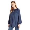 thumbnail image 1 of MIRACLEBODY by Miraclesuit Women's Paula Peasant Blouse Sz Small Navy, 1 of 2
