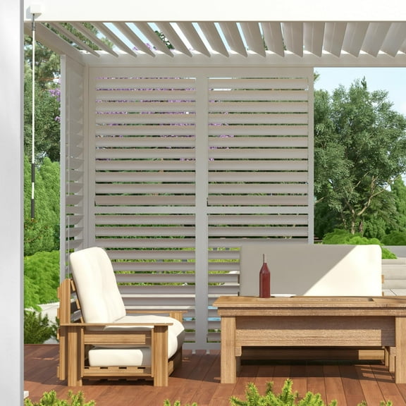 Mirador 10'x 13' 111S Outdoor Pergola Accessories Aluminum Openable Shutter Wall, White (Not Pergola)
