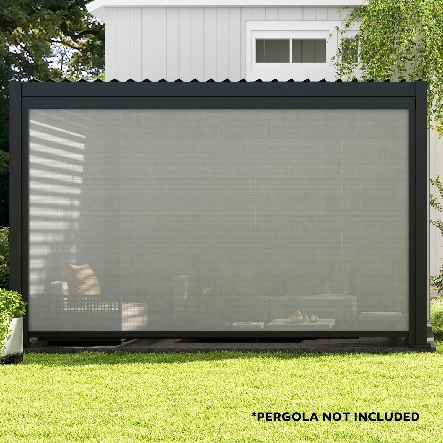 Charcoal Gray 13ft Aluminum Pull Down Privacy Screen for Pergola