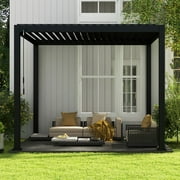 MIRADOR 111DA 10x10ft Outdoor Pergola, Patio Shelter w/ Double Aluminum Louvers, Black