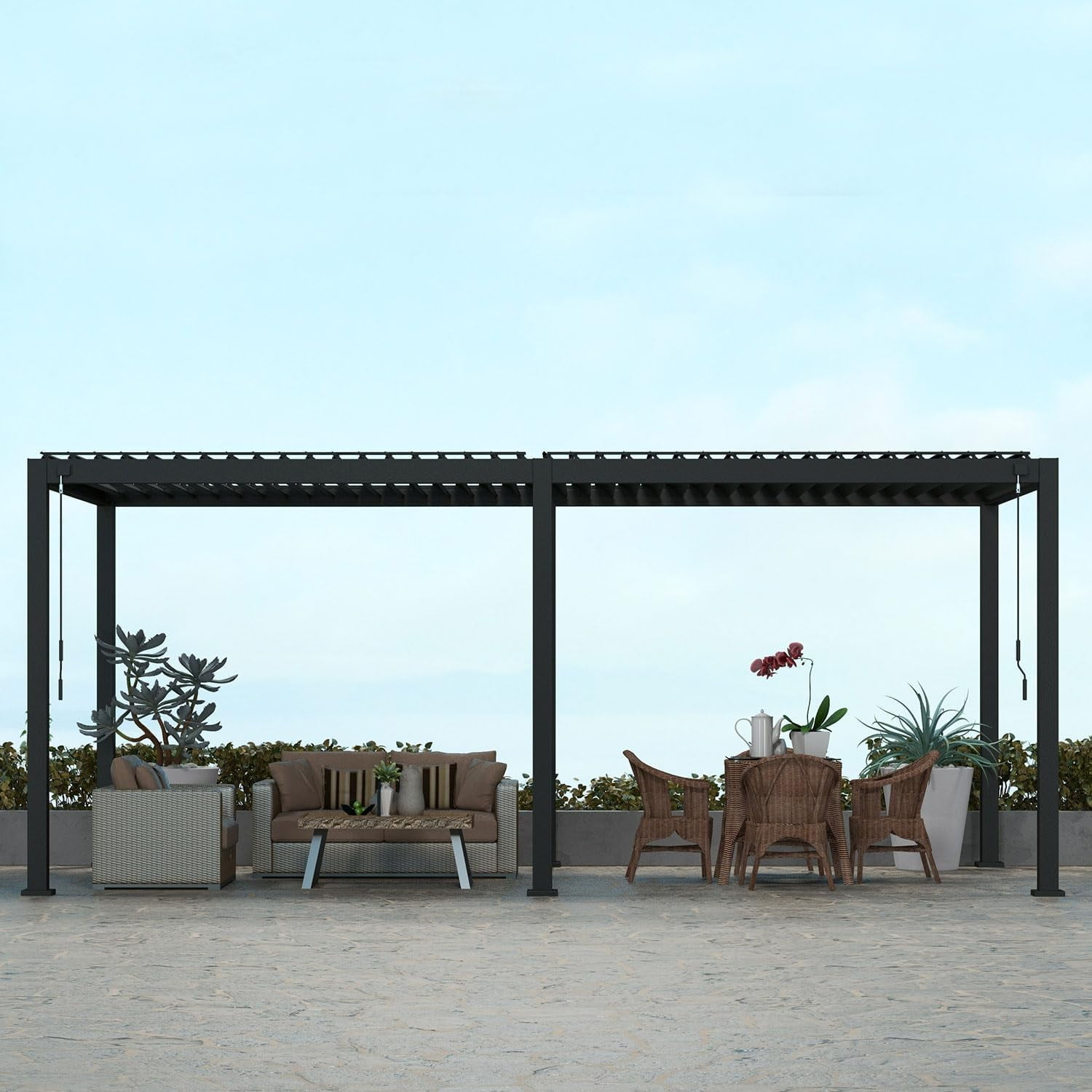 MIRADOR 111S 10x20 ft Outdoor Louvered Pergola, Aluminum Hardtop Gazebo