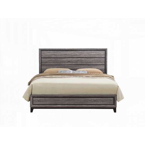 Full Size Solid Wood Platform Bed with Tapered Legs, Grey for Bedroom