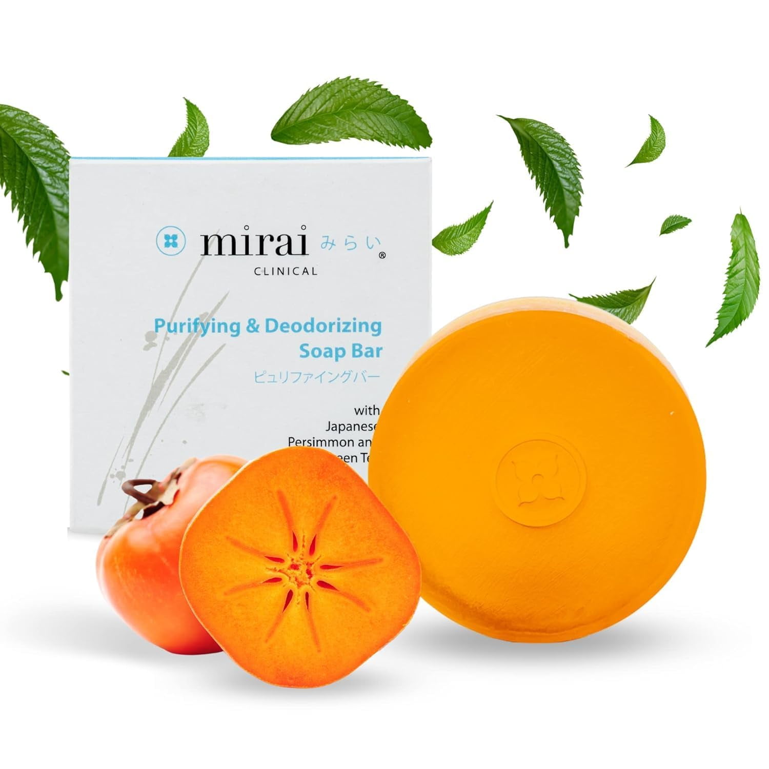 Purifying & Deodorizing Soap Bar Handmade Soap with Japanese Persimmon Extract to Help with Nonenal Body Odor Associated with Aging Artisanal Japanese Soap for Men & Women chemical Free 100g