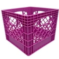 thumbnail image 1 of MIRAMAR Milk Crate, Stackable Plastic Storage Bin with Handles, 16 Qt, Berry, 2 Pack, 1 of 2