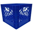 thumbnail image 1 of MIRAMAR Milk Crate, Stackable Plastic Storage Bin with Handles, 16 Qt, Blue, 4 Pack, 1 of 6
