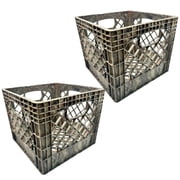 MIRAMAR Milk Crate, Stackable Plastic Storage Bin with Handles, 16 Qt, Camo, 2 Pack