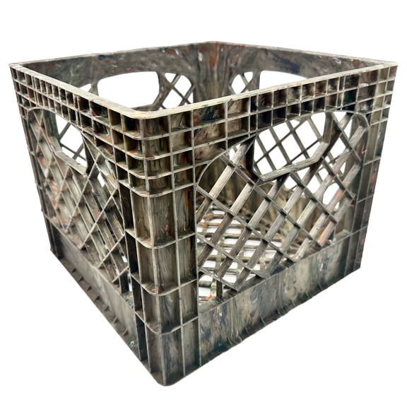 MIRAMAR Milk Crate, Stackable Plastic Storage Bin with Handles, 16 Qt, Camo, 4 Pack