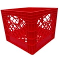 thumbnail image 1 of MIRAMAR Milk Crate, Stackable Plastic Storage Bin with Handles, 16 Qt, Red, 2 Pack, 1 of 4