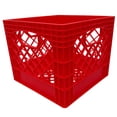 thumbnail image 1 of MIRAMAR Milk Crate, Stackable Plastic Storage Bin with Handles, 16 Qt, Red, 4 Pack, 1 of 5