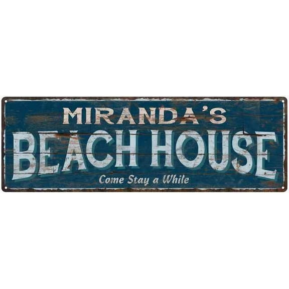 MIRANDA'S Beach House Blue Rustic Cabin Home Decor 6x18 Metal 206180026437