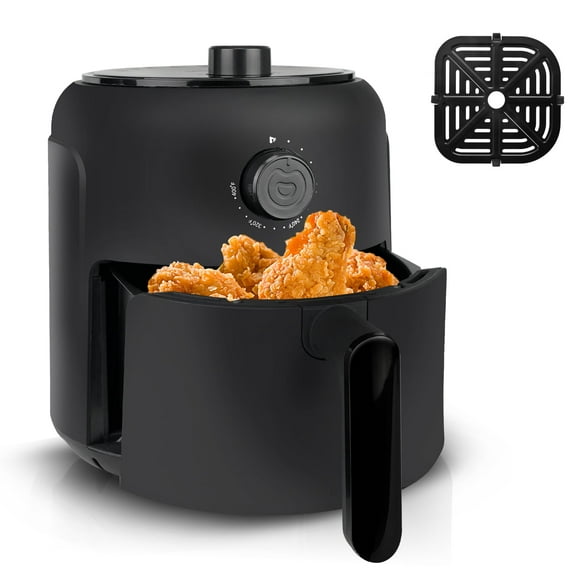 MIRASTON 2.8QT Personal Mini Air Fryer, Dial Temp and Time Control, Black