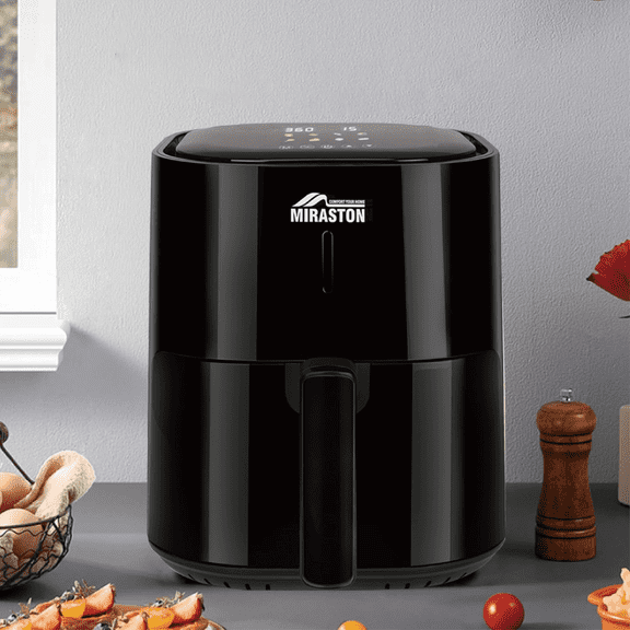 Miraston 4.5QT Basket Air Fryer, 8-in-1 Functionality, Air Crisp Technology, Nonstick, Black