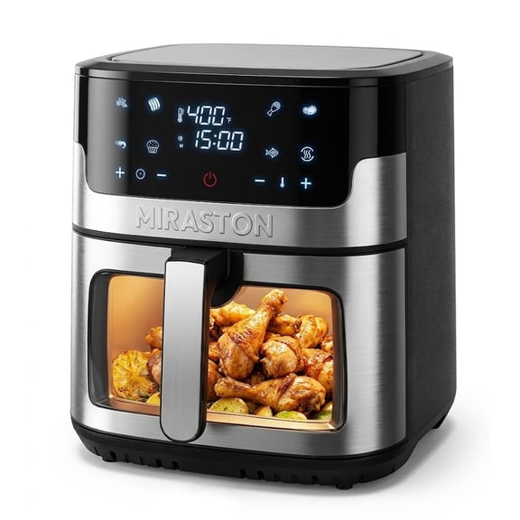 MIRASTON 8.5-Quart Air Fryer, 8 Preset Touchscreen, Dishwasher-Safe Basket, Stainless Steel