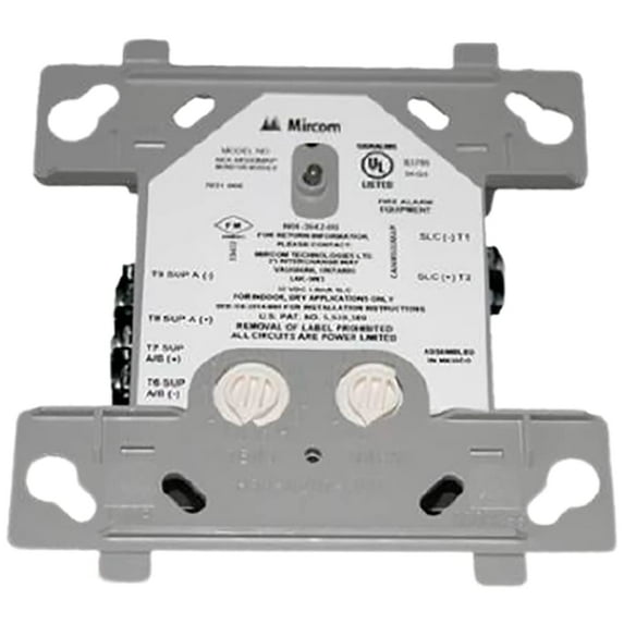 MIRCOM MIX-M500MAP Intelligent Monitor Module. Supports N/O Devices ONLY Wired in Class A, Style B ..MOUNTS in 4" Square Electrical BACKBOX by Others, Style D OR Class B