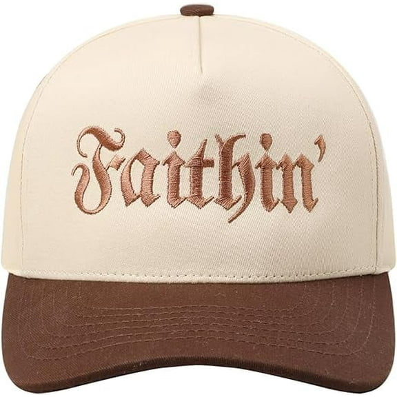 MIRMARU Faithin' Lettering Embroidery Two Tone Trucker Baseball Cap Hat