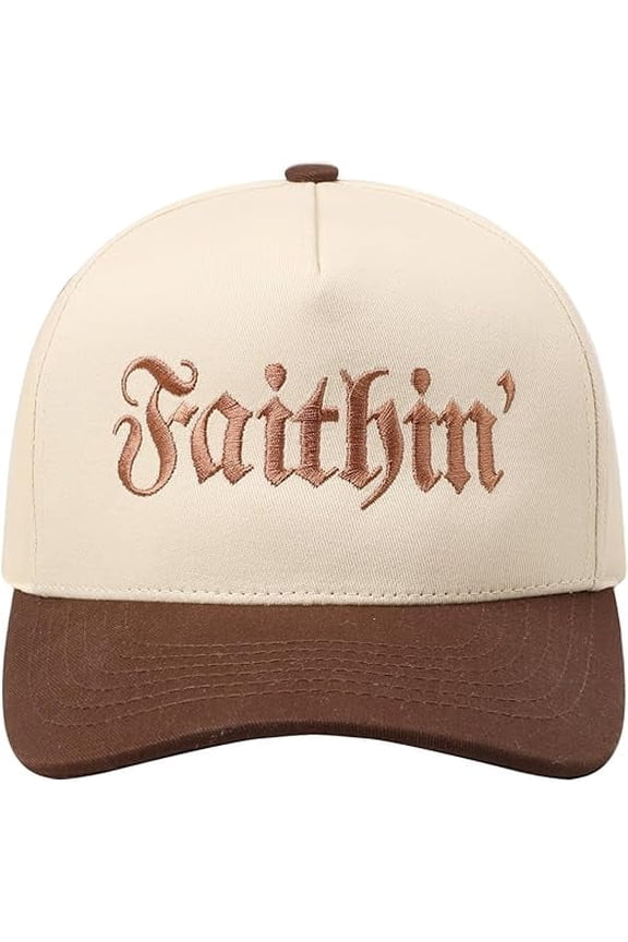Faithin' Lettering Embroidery Two Tone Trucker Baseball Cap Hat