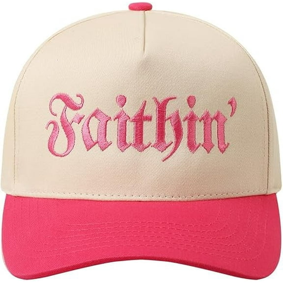 MIRMARU Faithin' Lettering Embroidery Two Tone Trucker Baseball Cap Hat
