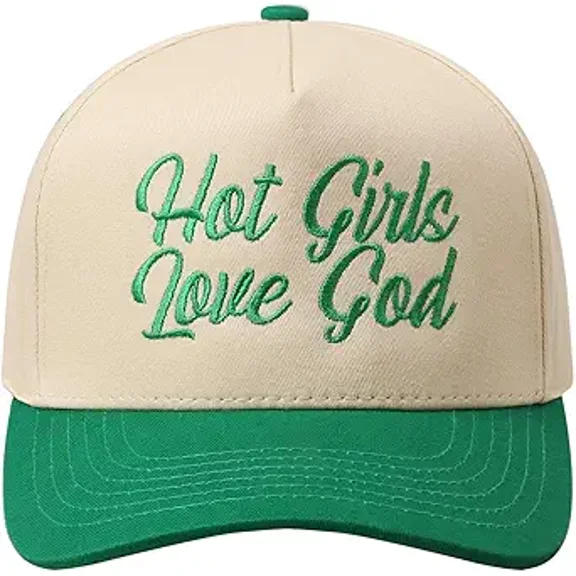 MIRMARU Hot Girls Love God Embroidered 100% Cotton 5-Panel Trucker Hat for Women & Men