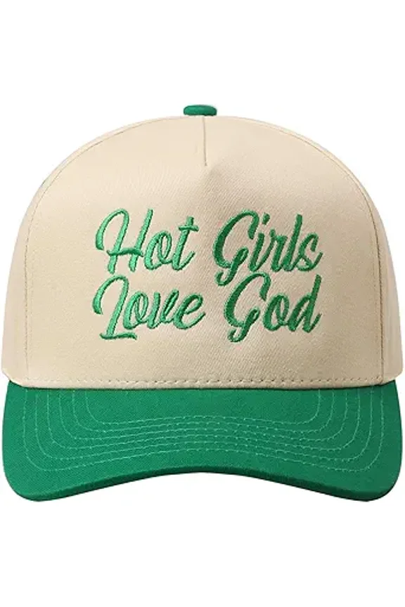 Hot Girls Love God Embroidered 100% Cotton 5-Panel Trucker Hat for Women & Men