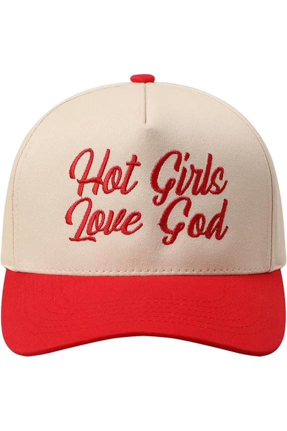 Hot Girls Love God Embroidered 100% Cotton 5-Panel Trucker Hat for Women & Men