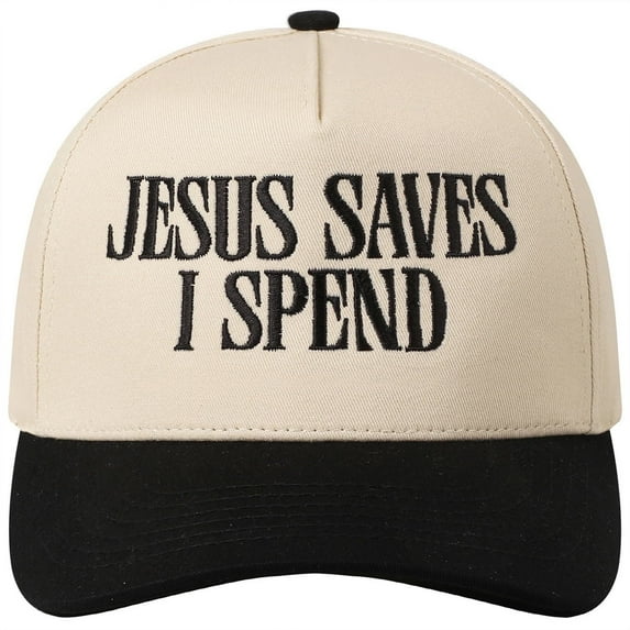 MIRMARU JESUS SAVES I SPEND Embroidered Two Tone Trucker Hat