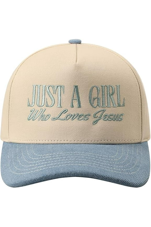 Just A Girl Who Loves Jesus Embroidered 100% Cotton 5-Panel Trucker Hat for Women & Men