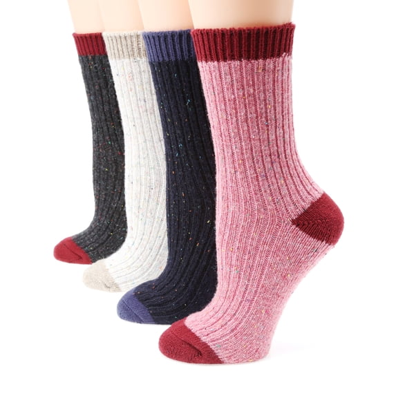 MIRMARU M107 Women's Winter 4 Pairs Wool and cotton Blend Crew Socks Collection