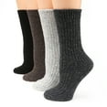 thumbnail image 1 of MIRMARU M110 Women's Winter 4 Pairs Wool and cotton Blend Crew Socks Collection, 1 of 6