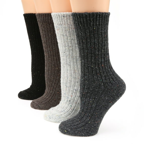 MIRMARU M110 Women's Winter 4 Pairs Wool and cotton Blend Crew Socks Collection
