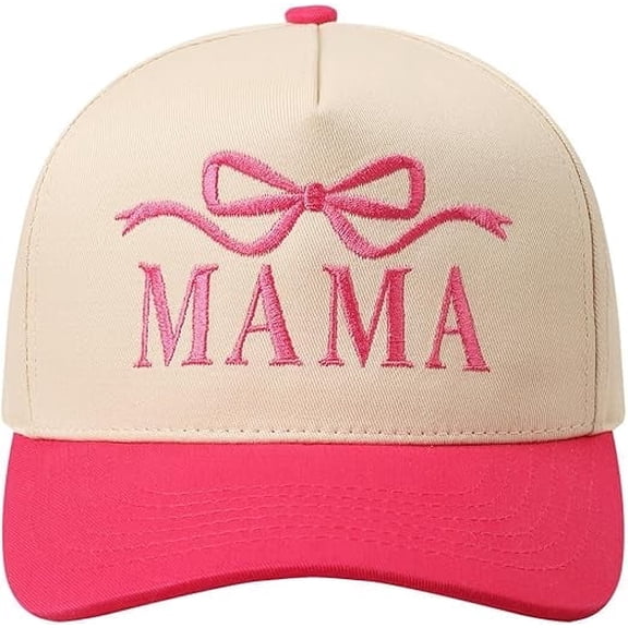 MIRMARU MAMA Ribbon Embroidered Two-Tone Trucker Baseball Cap Hat