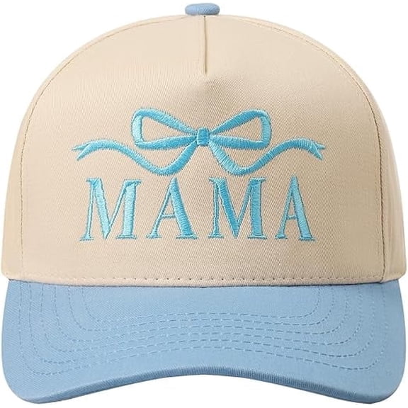 MIRMARU MAMA Ribbon Embroidered Two-Tone Trucker Baseball Cap Hat