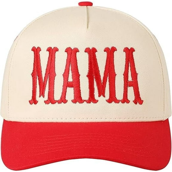MIRMARU MAMA Typographic Design Embroidery Two Tone Trucker Baseball Cap Hat
