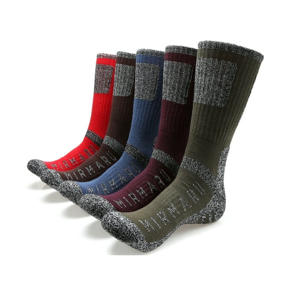 MIRMARU Men's 5 Pairs Multi Performance Outdoor Sports Hiking Trekking Crew Socks